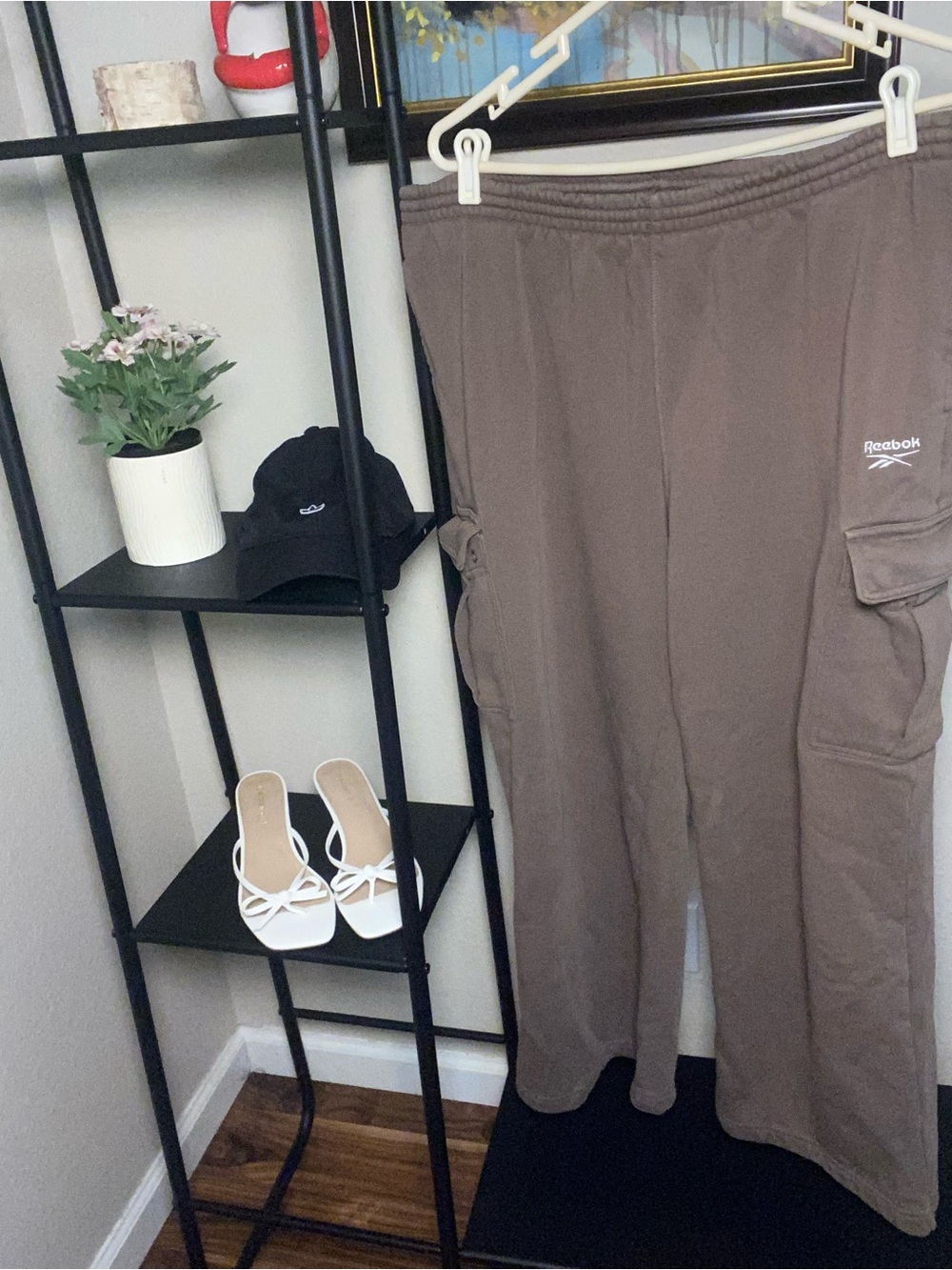 Reebok Brown Cargo Track Pants with Side Pockets
